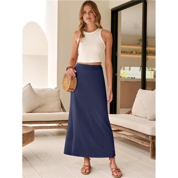 Maxi Skirts for Women Ankle Length Navy Blue - Picture 6 of 6